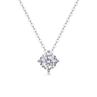 Simple Style Solid Color Sterling Silver Inlay Moissanite Pendant Necklace main image 5