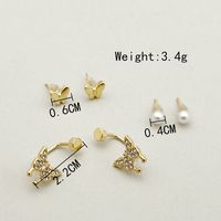 1 Set French Style Sweet Simple Style Geometric Tassel Heart Shape Plating Inlay 304 Stainless Steel Natural Stone Pearl Zircon 14K Gold Plated Ear Studs sku image 2