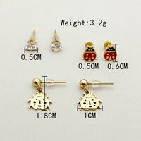 1 Set French Style Sweet Simple Style Geometric Tassel Heart Shape Plating Inlay 304 Stainless Steel Natural Stone Pearl Zircon 14K Gold Plated Ear Studs sku image 10
