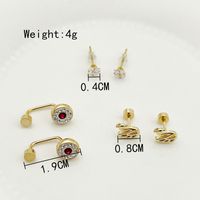 1 Set French Style Sweet Simple Style Geometric Tassel Heart Shape Plating Inlay 304 Stainless Steel Natural Stone Pearl Zircon 14K Gold Plated Ear Studs sku image 3