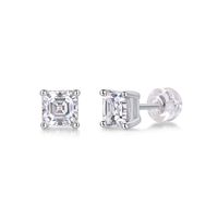 Simple Style Classic Style Solid Color Sterling Silver Inlay Moissanite Ear Studs main image 3