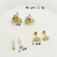 1 Set French Style Sweet Simple Style Geometric Tassel Heart Shape Plating Inlay 304 Stainless Steel Natural Stone Pearl Zircon 14K Gold Plated Ear Studs sku image 4