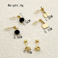 1 Set French Style Sweet Simple Style Geometric Tassel Heart Shape Plating Inlay 304 Stainless Steel Natural Stone Pearl Zircon 14K Gold Plated Ear Studs sku image 25