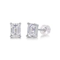 Simple Style Solid Color Sterling Silver Inlay Moissanite Ear Studs main image 2