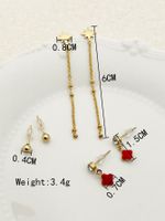 1 Set French Style Sweet Simple Style Geometric Tassel Heart Shape Plating Inlay 304 Stainless Steel Natural Stone Pearl Zircon 14K Gold Plated Ear Studs sku image 27