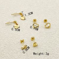 1 Set French Style Sweet Simple Style Geometric Tassel Heart Shape Plating Inlay 304 Stainless Steel Natural Stone Pearl Zircon 14K Gold Plated Ear Studs sku image 23