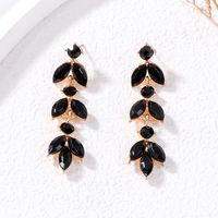 1 Pair Elegant Lady Geometric Inlay Alloy Glass Stone Gold Plated Drop Earrings main image 4