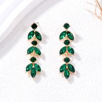 1 Pair Elegant Lady Geometric Inlay Alloy Glass Stone Gold Plated Drop Earrings main image 2