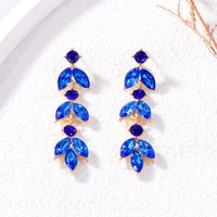 1 Pair Elegant Lady Geometric Inlay Alloy Glass Stone Gold Plated Drop Earrings main image 6