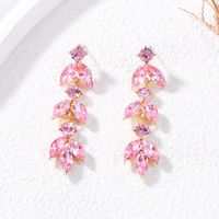 1 Pair Elegant Lady Geometric Inlay Alloy Glass Stone Gold Plated Drop Earrings main image 8