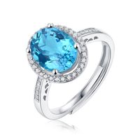 Simple Style Classic Style Oval Sterling Silver Inlay Topaz Rings sku image 1