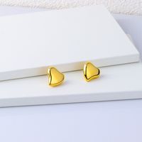 1 Pair Lady Korean Style Heart Shape Plating Stainless Steel Ear Studs sku image 1