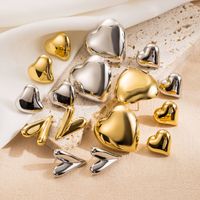 1 Pair Basic Simple Style Heart Shape Plating Stainless Steel Ear Studs main image 1