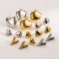 1 Pair Basic Simple Style Heart Shape Plating Stainless Steel Ear Studs main image 4