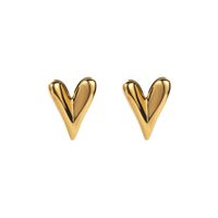 1 Pair Basic Simple Style Heart Shape Plating Stainless Steel Ear Studs main image 3