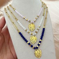 Wholesale Bohemian Leaf Titanium Steel Plating Pendant Necklace main image 1