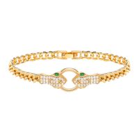 Le Cuivre Plaqué Or Style Vintage Placage Incruster Forme De Cœur Papillon Rectangle Zircon Bracelets sku image 6