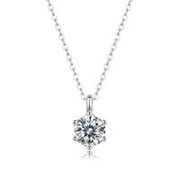 Simple Style Solid Color Sterling Silver Inlay Moissanite Pendant Necklace main image 2