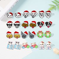 1 Pair Cute Christmas Hat Dog Cat Plastic Ear Studs main image 1