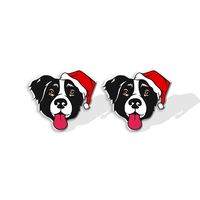 1 Pair Cute Christmas Hat Dog Cat Plastic Ear Studs main image 4