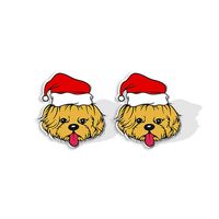 1 Pair Cute Christmas Hat Dog Cat Plastic Ear Studs main image 2