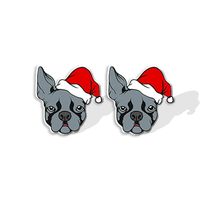 1 Pair Cute Christmas Hat Dog Cat Plastic Ear Studs sku image 15