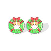 1 Pair Cute Christmas Hat Dog Cat Plastic Ear Studs sku image 17