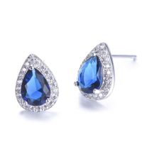 1 Pair Luxurious Lady Water Droplets Inlay Copper Zircon Ear Studs main image 5