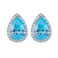 1 Pair Luxurious Lady Water Droplets Inlay Copper Zircon Ear Studs main image 4