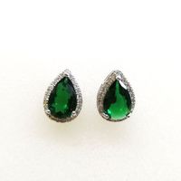 1 Pair Luxurious Lady Water Droplets Inlay Copper Zircon Ear Studs sku image 4