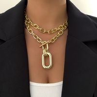 Vintage Style Geometric Solid Color Ccb Alloy Aluminum Plating Chain Women's Pendant Necklace main image 1