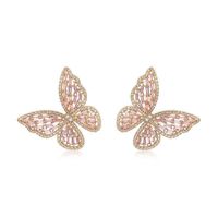 1 Pair Elegant Butterfly Inlay Copper Zircon Ear Studs main image 5