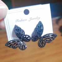 1 Pair Elegant Butterfly Inlay Copper Zircon Ear Studs main image 2