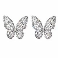1 Pair Elegant Butterfly Inlay Copper Zircon Ear Studs sku image 2