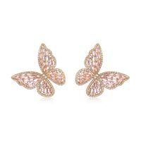 1 Pair Elegant Butterfly Inlay Copper Zircon Ear Studs sku image 4