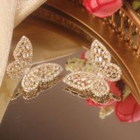 1 Pair Elegant Butterfly Inlay Copper Zircon Ear Studs sku image 3