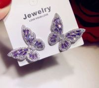 1 Pair Elegant Butterfly Inlay Copper Zircon Ear Studs sku image 6