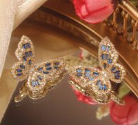 1 Pair Elegant Butterfly Inlay Copper Zircon Ear Studs sku image 9