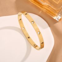 Simple Style Star Titanium Steel Plating Hollow Out Bangle main image 5