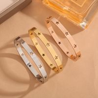Simple Style Star Titanium Steel Plating Hollow Out Bangle main image 1