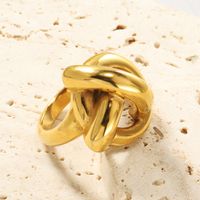 Vintage Style Geometric Solid Color Titanium Steel Plating 18k Gold Plated Rings main image 4