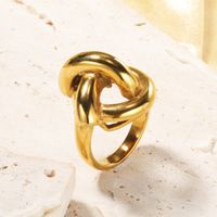 Vintage Style Geometric Solid Color Titanium Steel Plating 18k Gold Plated Rings main image 2