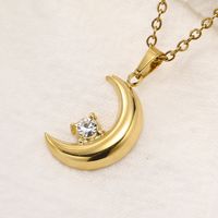 Wholesale Vintage Style Devil's Eye Star Moon Titanium Steel Plating Inlay Zircon Pendant Necklace main image 5