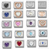 1 Piece Stainless Steel Rhinestones Heart Shape Flower Polished Beads main image 1