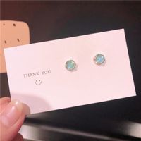 1 Pair Sweet Round Square Plating Inlay Alloy Opal Ear Studs sku image 4