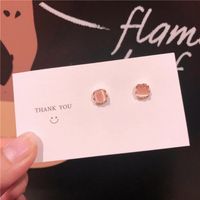 1 Pair Sweet Round Square Plating Inlay Alloy Opal Ear Studs sku image 8