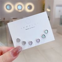 1 Pair Cute Sweet Heart Shape Stoving Varnish Plating Inlay Sterling Silver Opal Ear Studs main image 1