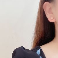 1 Pair Cute Sweet Heart Shape Stoving Varnish Plating Inlay Sterling Silver Opal Ear Studs main image 3