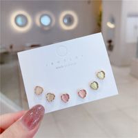 1 Pair Cute Sweet Heart Shape Stoving Varnish Plating Inlay Sterling Silver Opal Ear Studs main image 2