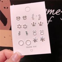 1 Pair Cute Sweet Four Leaf Clover Crown Fish Tail Alloy Ear Studs sku image 18